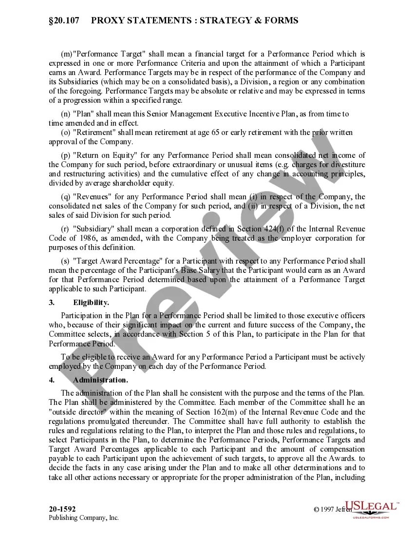 Preview Senior Management Executive Incentive Plan of the Dexter Corp.