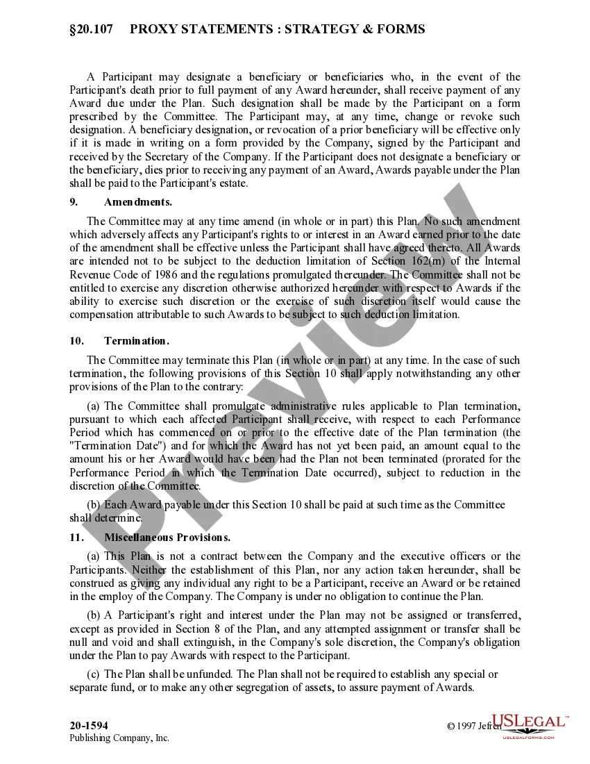 Preview Senior Management Executive Incentive Plan of the Dexter Corp.