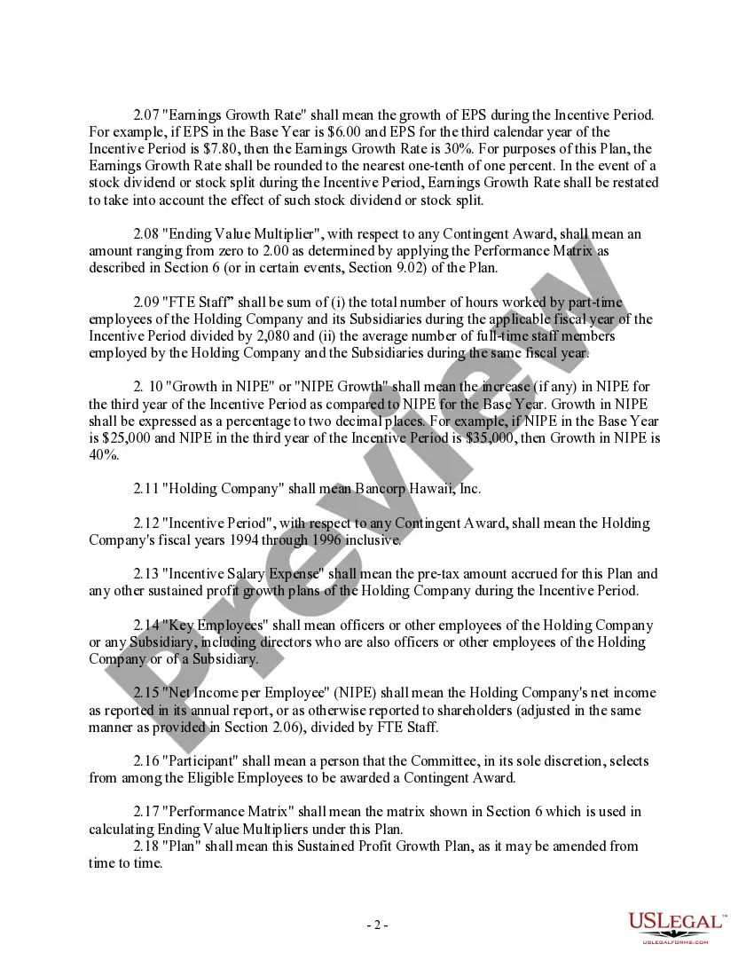 Preview Sustained Profit Growth Plan