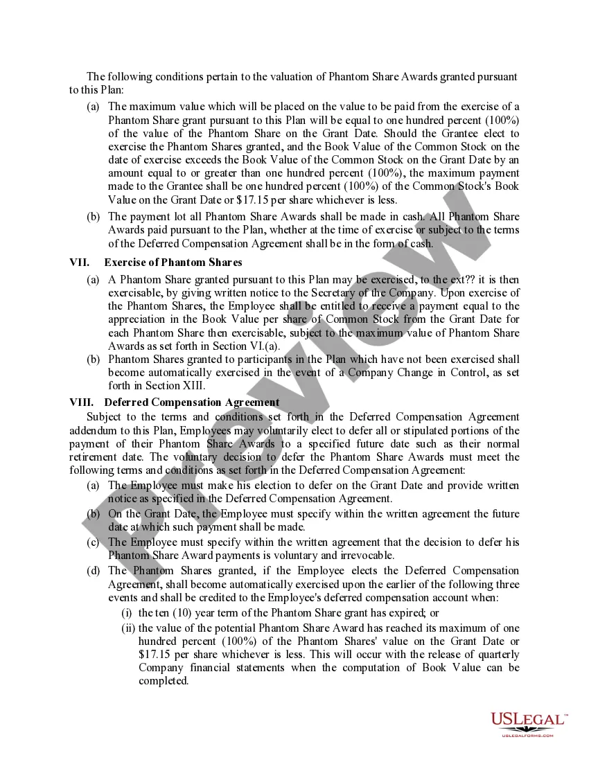Preview Book Value Phantom Stock Plan of First Florida Banks, Inc.