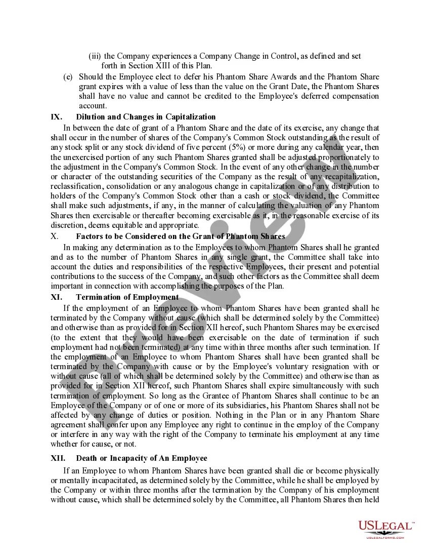 Preview Book Value Phantom Stock Plan of First Florida Banks, Inc.