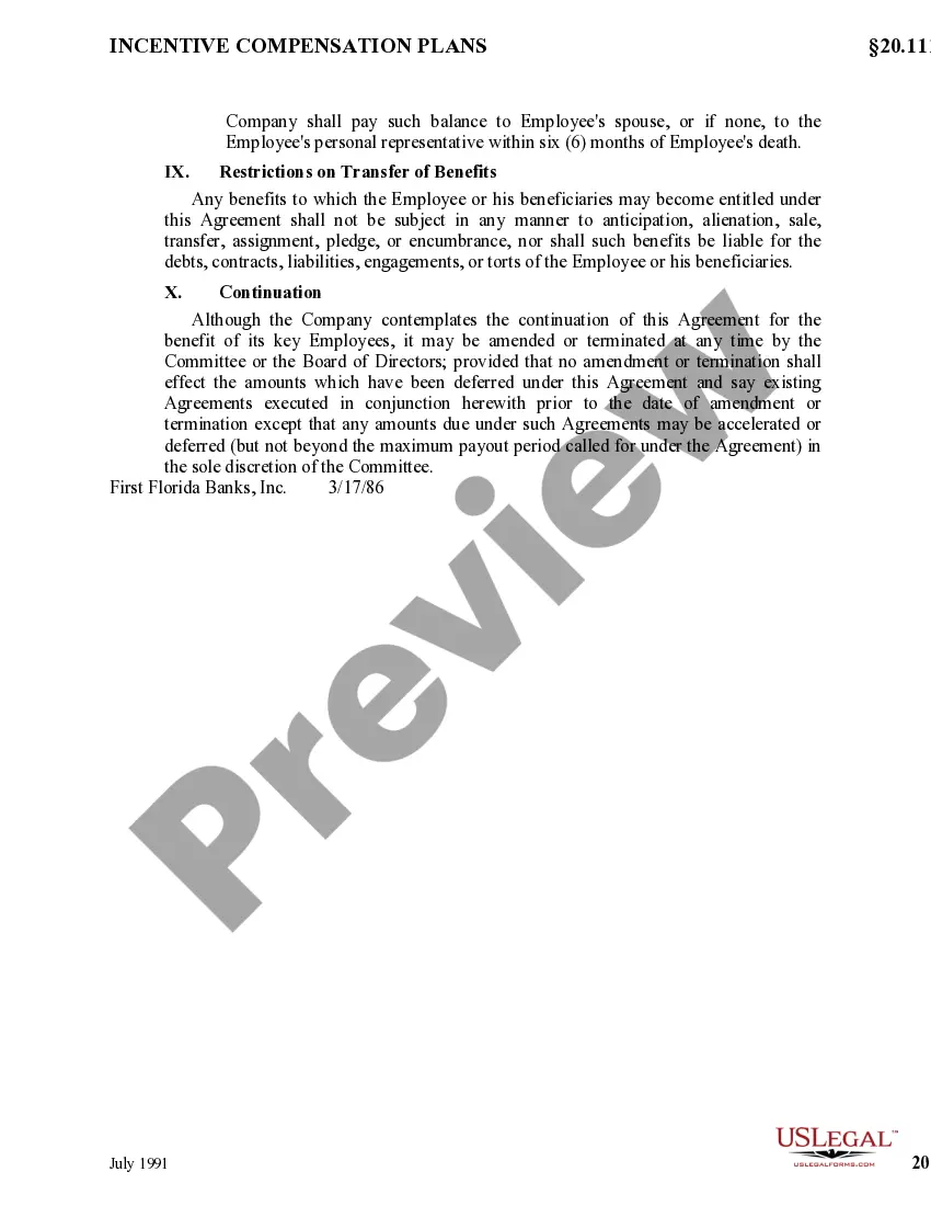 Get Deferred Compensation Agreement by First Florida Bank, Inc. for Key Employees Preview Deferred Compensation Agreement by First Florida Bank, Inc. for Key Employees
