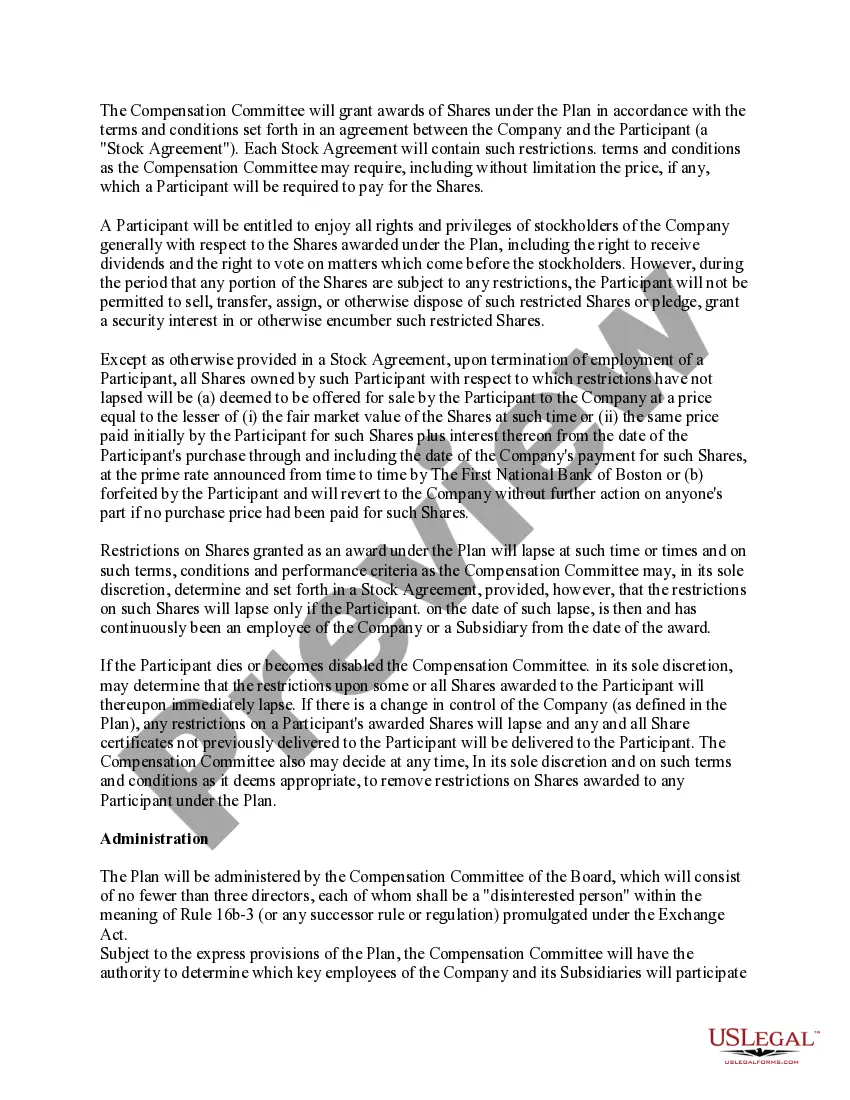 Get Proposal to approve restricted stock plan Preview Proposal to approve restricted stock plan