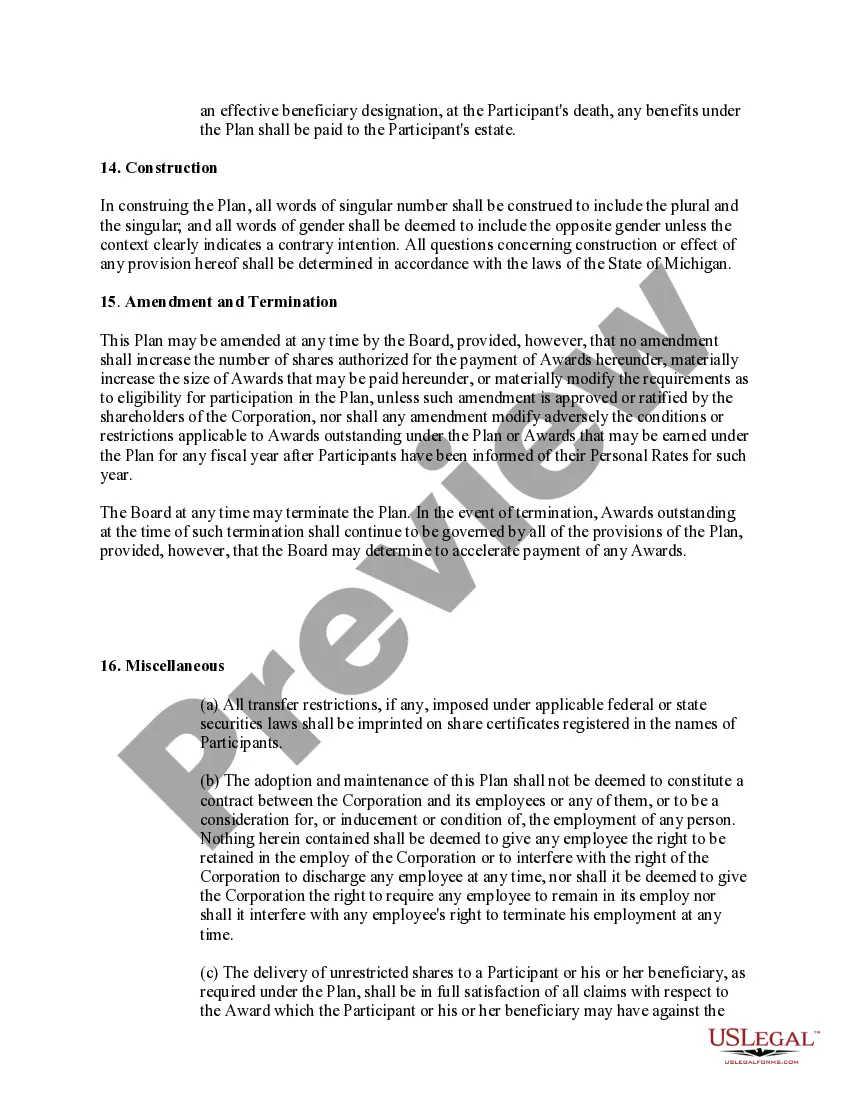 Preview Management Incentive Plan of Ex-Cell-O Corp