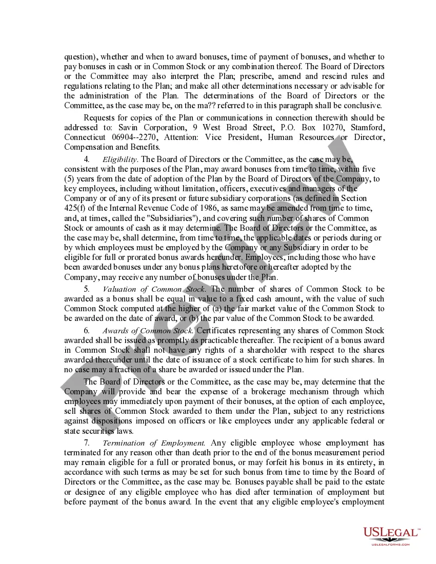 Preview Executive Bonus Plan