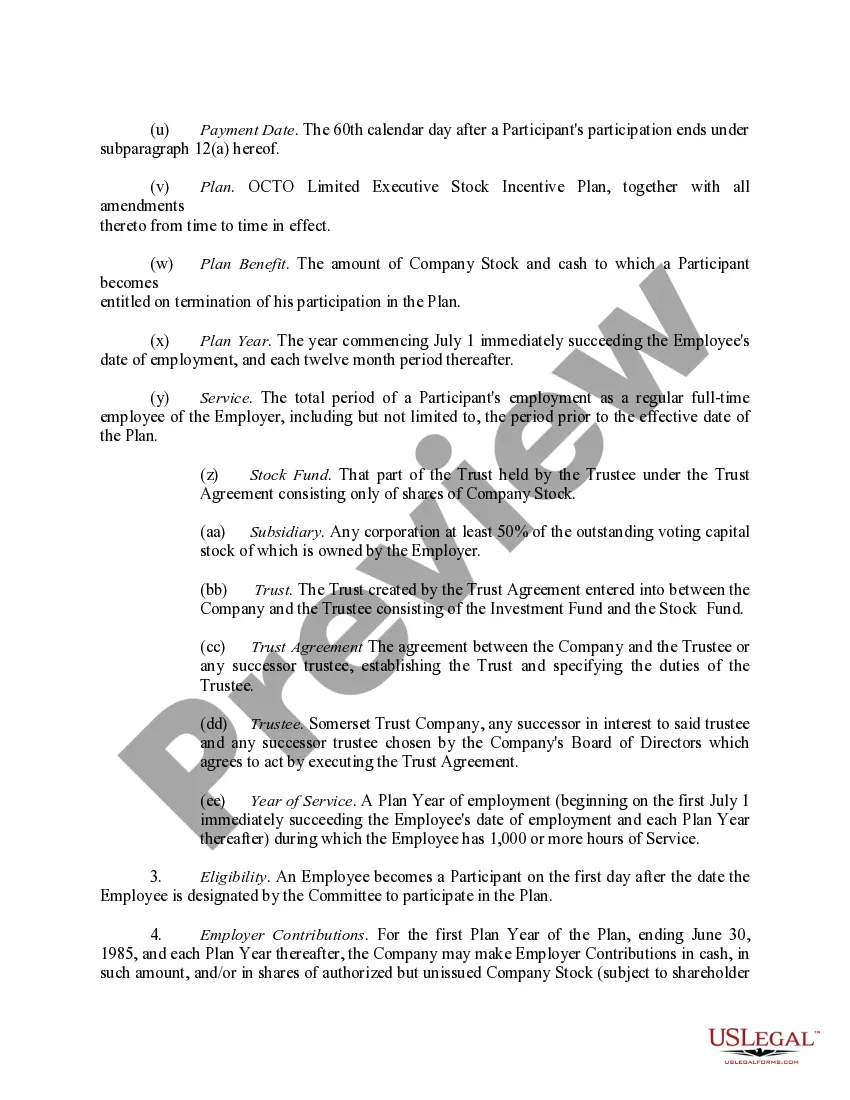 Get Executive Stock Incentive Plan of Octo Limited Preview Executive Stock Incentive Plan of Octo Limited