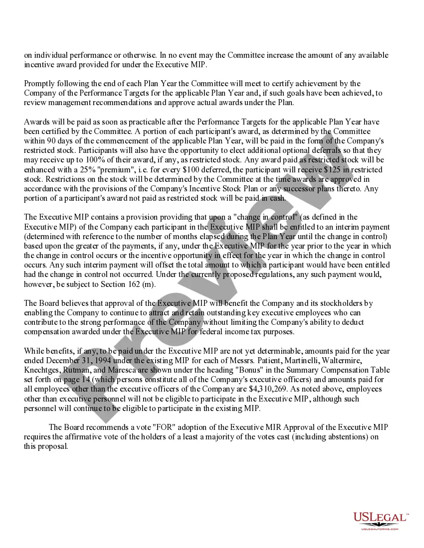 Get Proposal to approve Management Incentive Plan for The Geon Co. Preview Proposal to approve Management Incentive Plan for The Geon Co.