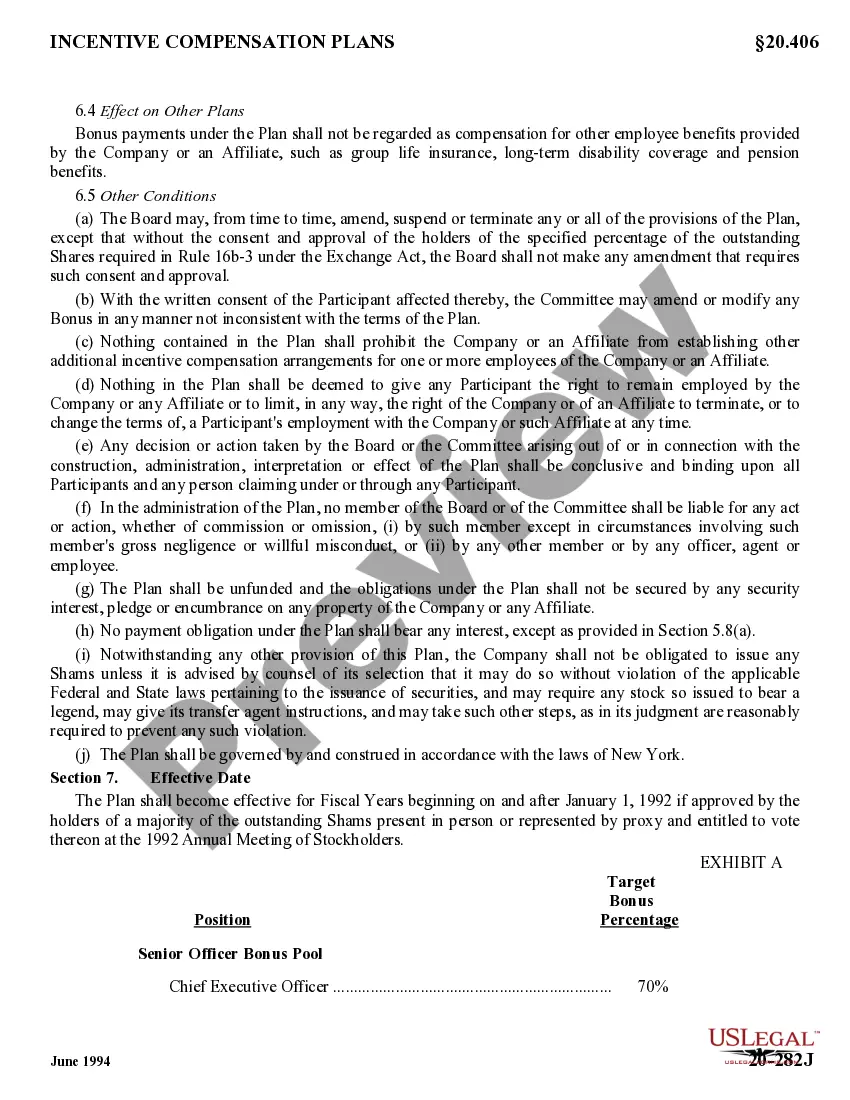 Preview Restated Employee Annual Incentive Bonus Plan with attachments