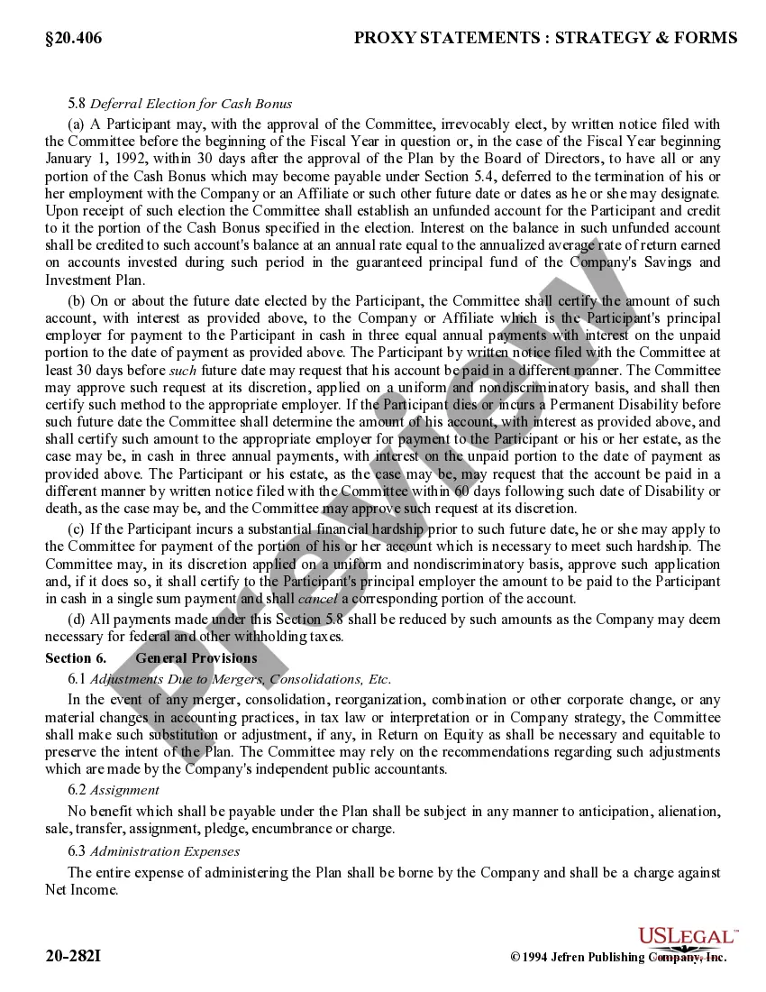 Preview Restated Employee Annual Incentive Bonus Plan with attachments