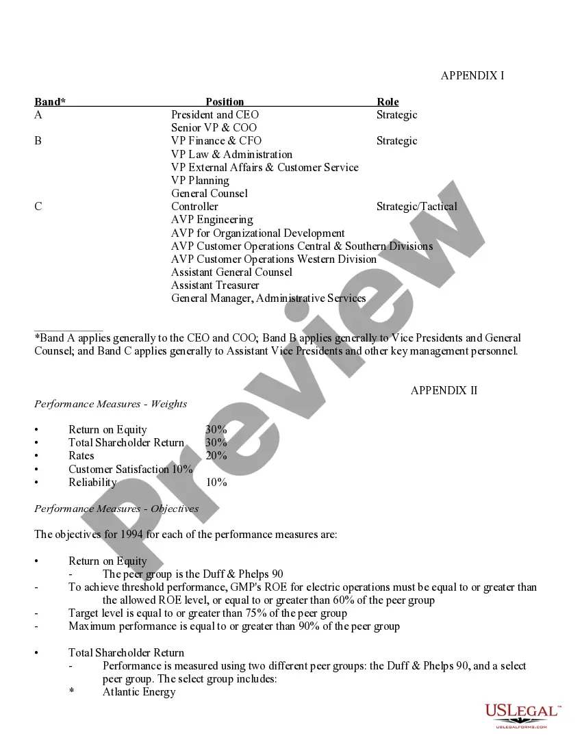Preview Compensation Program for Officers and Certain Key Management Personnel with attachments