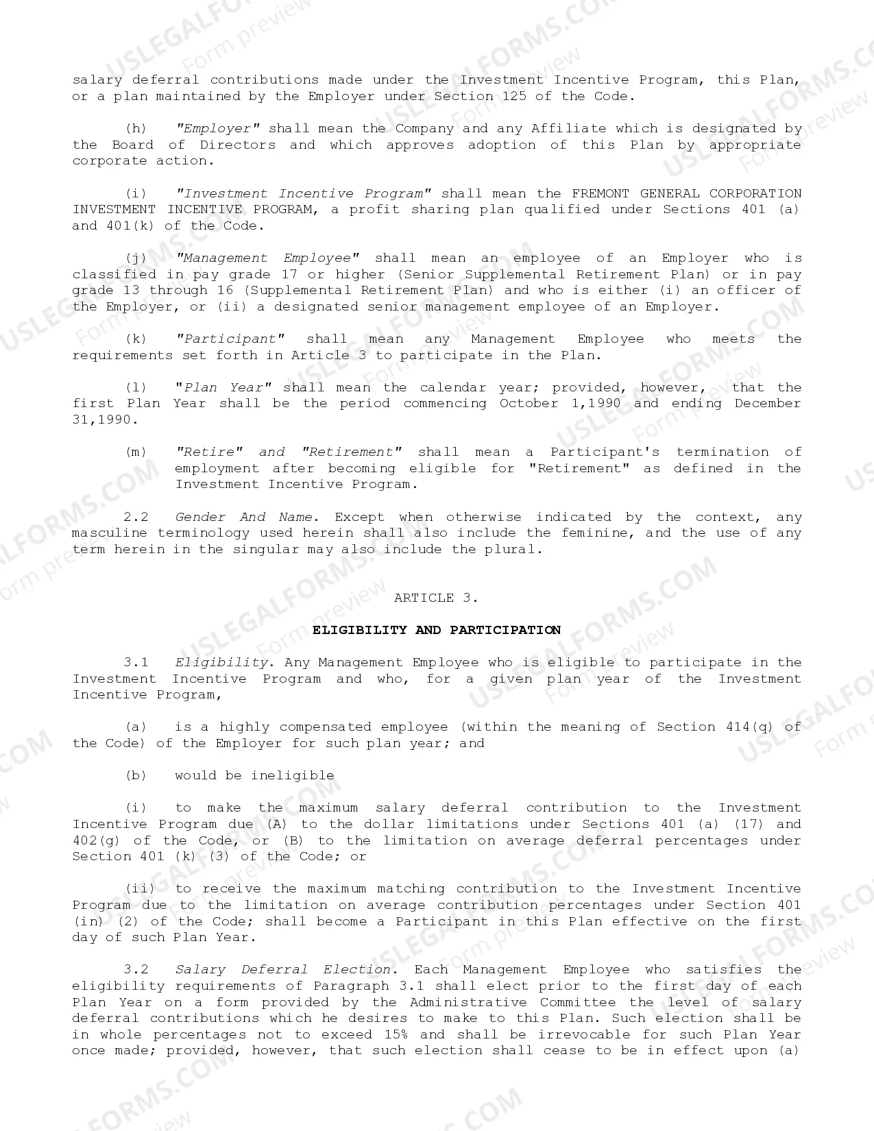 Preview Supplemental Retirement Plan