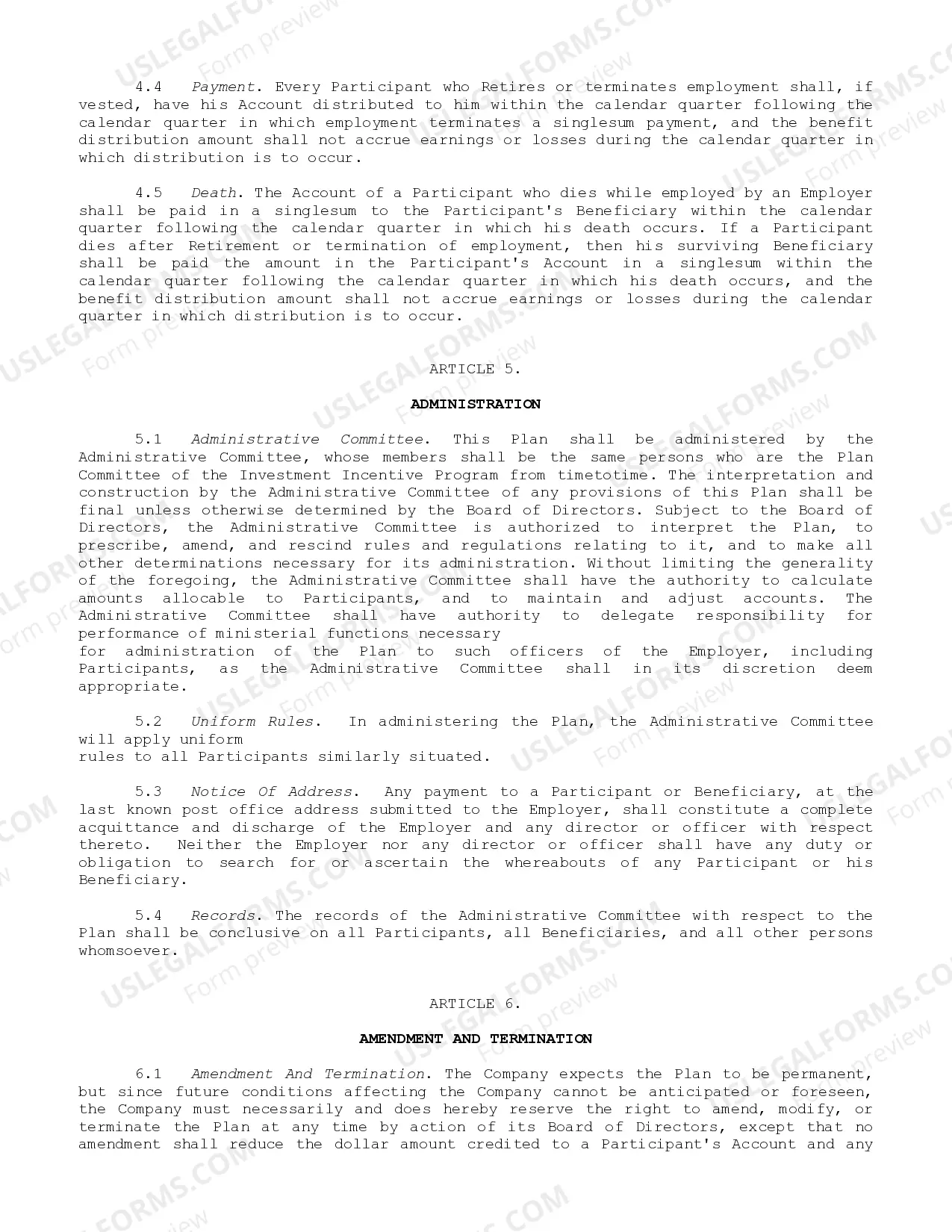 Preview Supplemental Retirement Plan