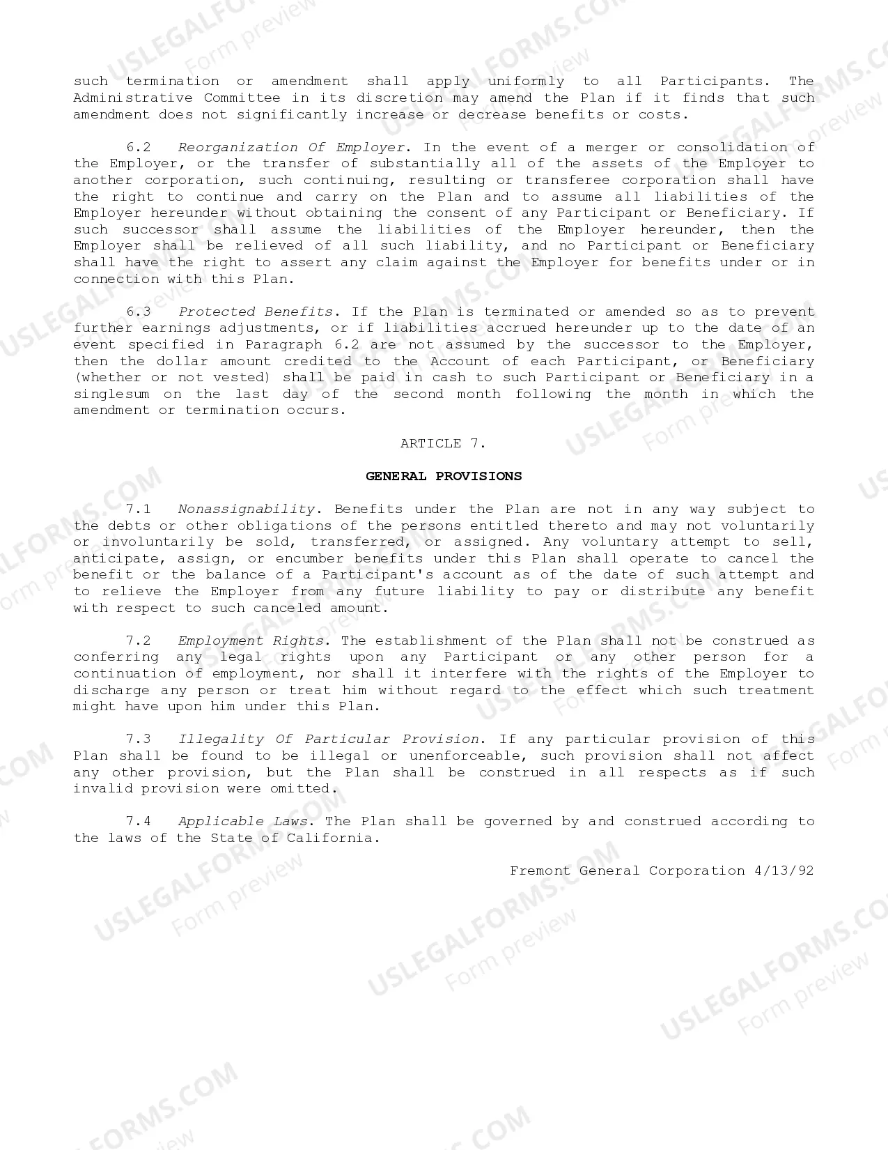 Preview Supplemental Retirement Plan