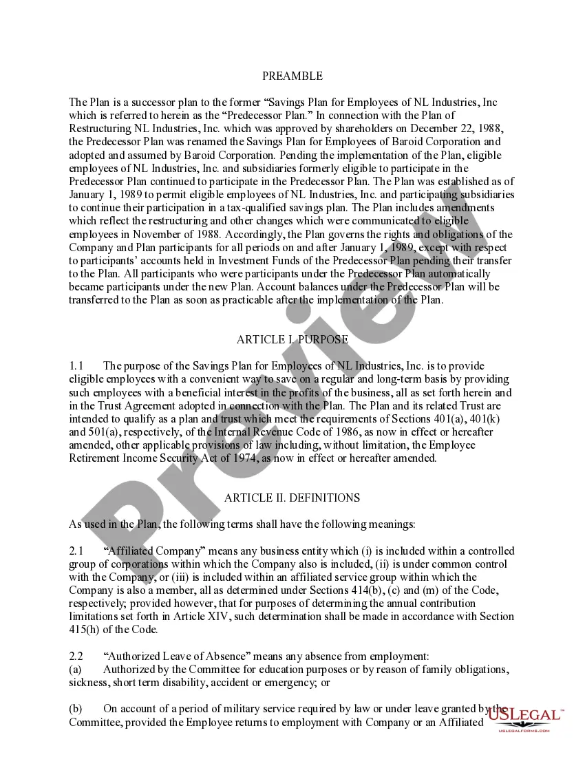 Preview Savings Plan for Employees