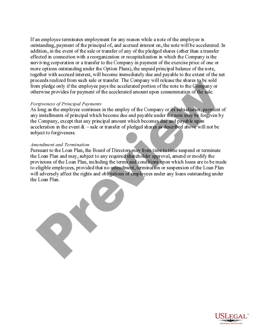 Preview Approval of loan plan for key employees