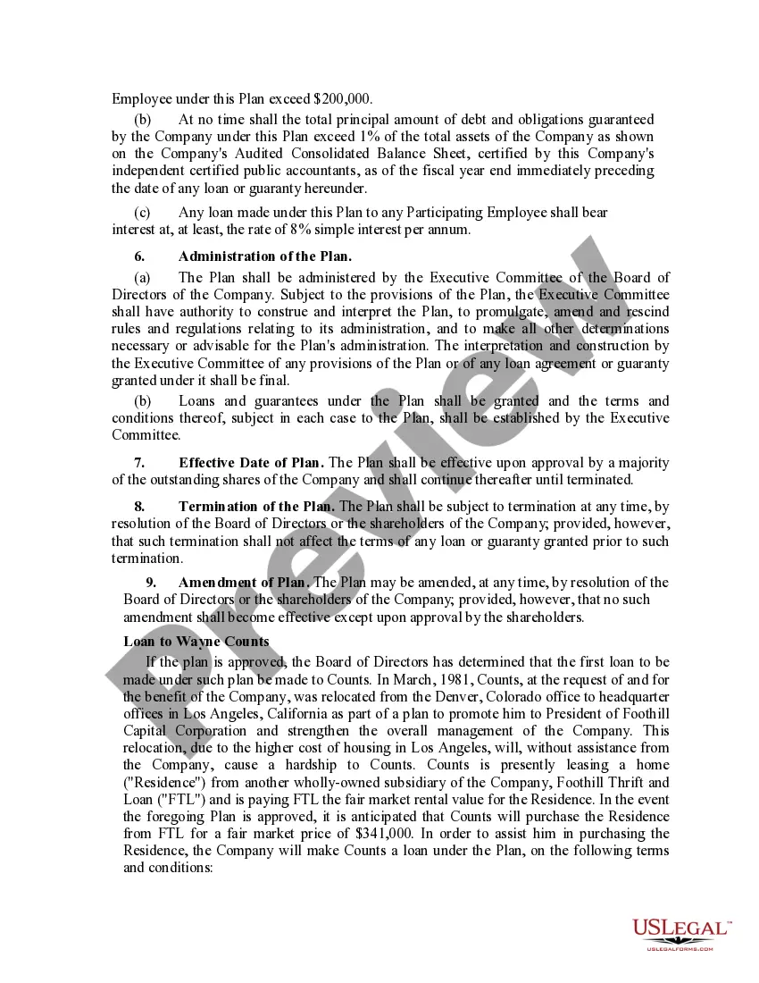 Preview Proposed employees' loan and guaranty benefit plan