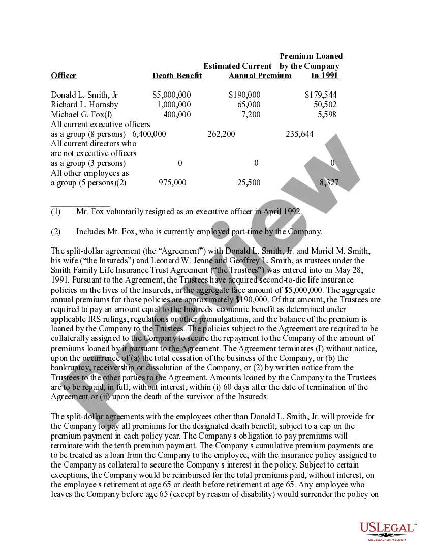Get Split-Dollar Life Insurance Preview Split-Dollar Life Insurance