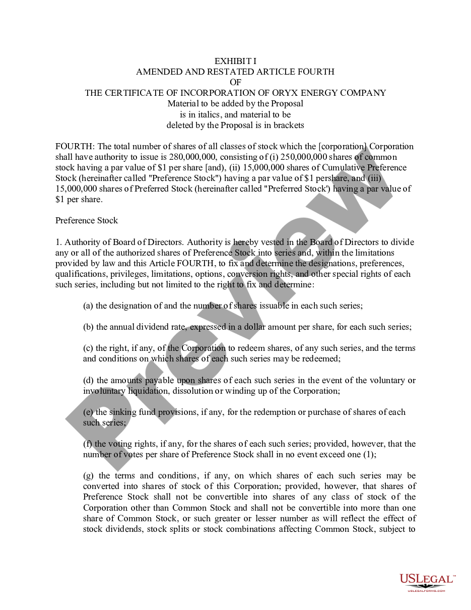 page 6 Proposed amendment of certificate of incorporation with exhibits preview