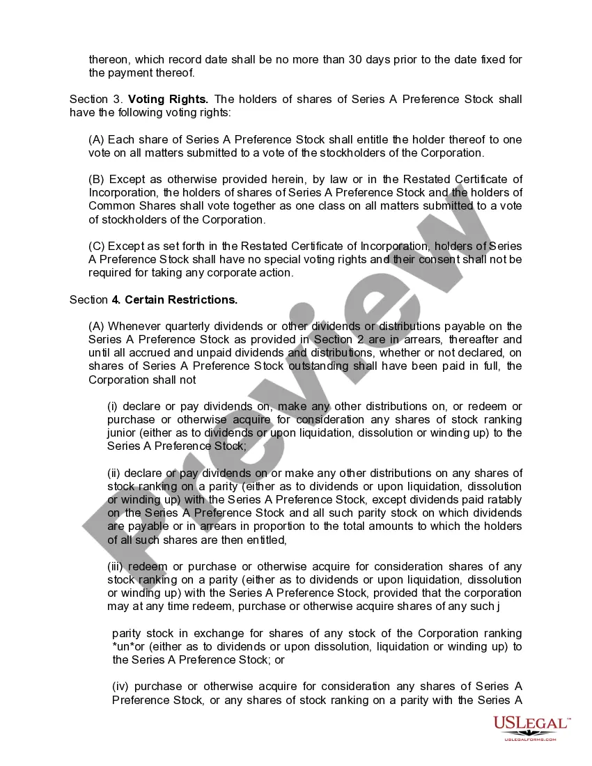 Get Certificate of designation, preferences and rights of Series A junior cumulative preference stock of Oryx Energy Company Preview Certificate of designation, preferences and rights of Series A junior cumulative preference stock of Oryx Energy Company