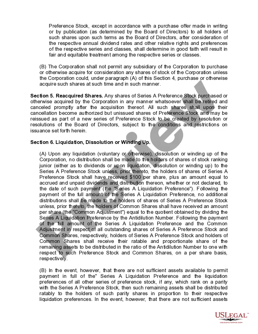 Get Certificate of designation, preferences and rights of Series A junior cumulative preference stock of Oryx Energy Company Preview Certificate of designation, preferences and rights of Series A junior cumulative preference stock of Oryx Energy Company