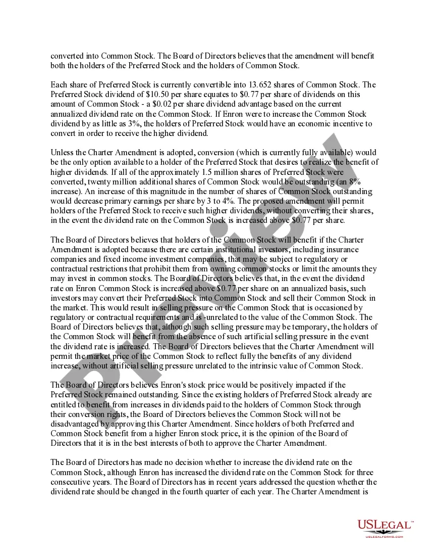 Get Amendment of Restated Certificate of Incorporation to change dividend rate on $10.50 cumulative second preferred convertible stock Preview Amendment of Restated Certificate of Incorporation to change dividend rate on $10.50 cumulative second preferred convertible stock