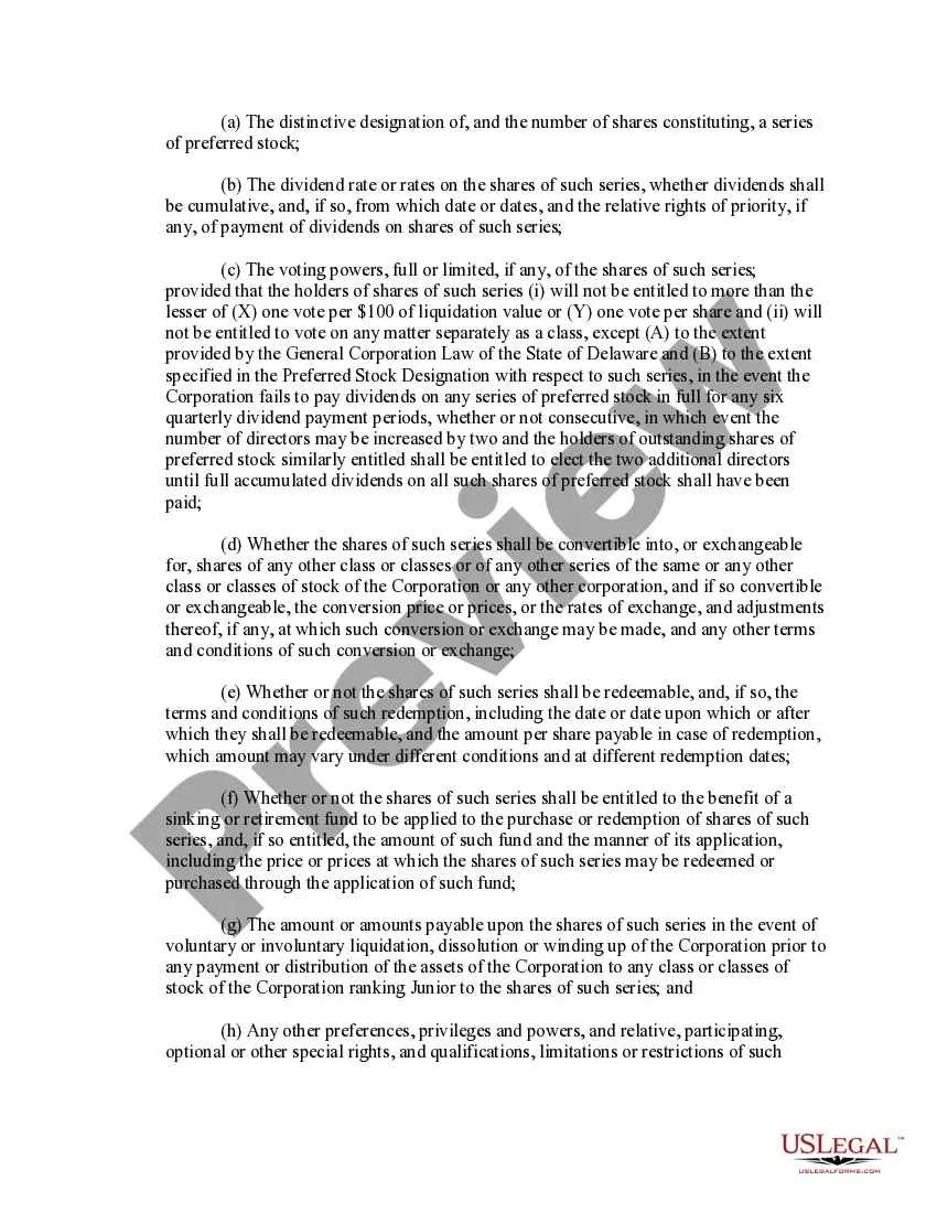 Get Proposed amendment to the restated certificate of incorporation to authorize preferred stock Preview Proposed amendment to the restated certificate of incorporation to authorize preferred stock