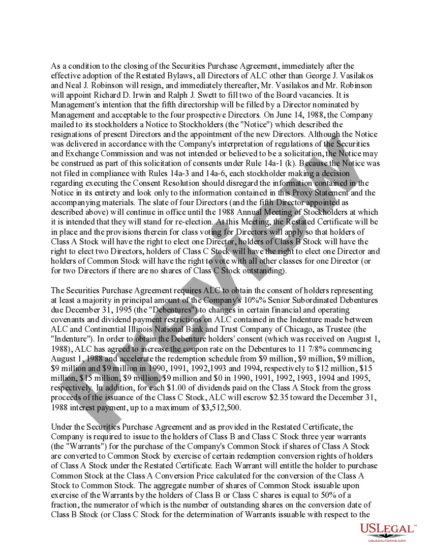 Get Proxy statement for stockholder action by written consent - ALC Communications Corporation Preview Proxy statement for stockholder action by written consent - ALC Communications Corporation