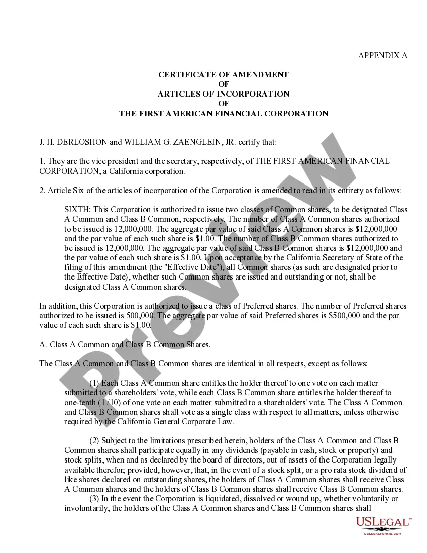 Preview Proposal to amend the restated articles of incorporation to create a second class of common stock