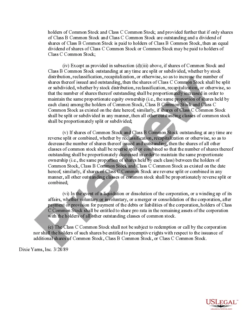 Preview Proposed Amendment to create a class of Common Stock that has 1-20th vote per share