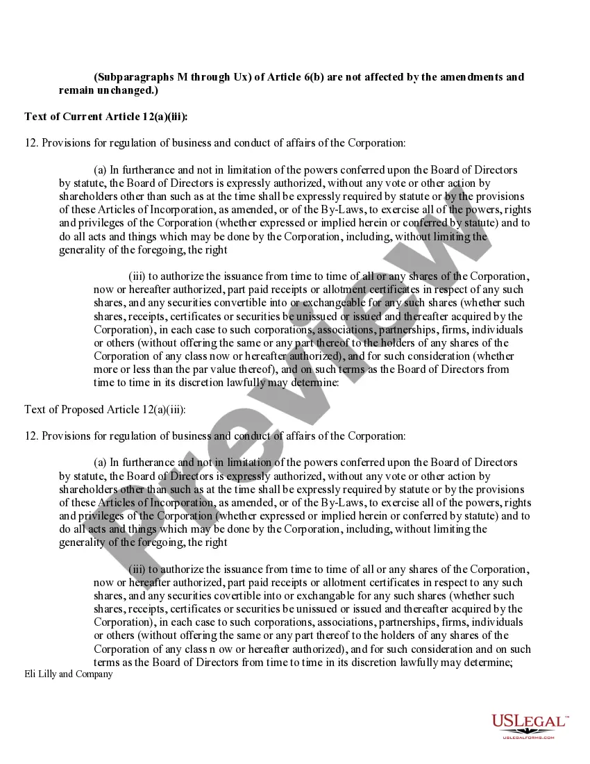 Get Proposal to amend the articles of incorporation to increase authorized common stock and eliminate par value with amendment Preview Proposal to amend the articles of incorporation to increase authorized common stock and eliminate par value with amendment