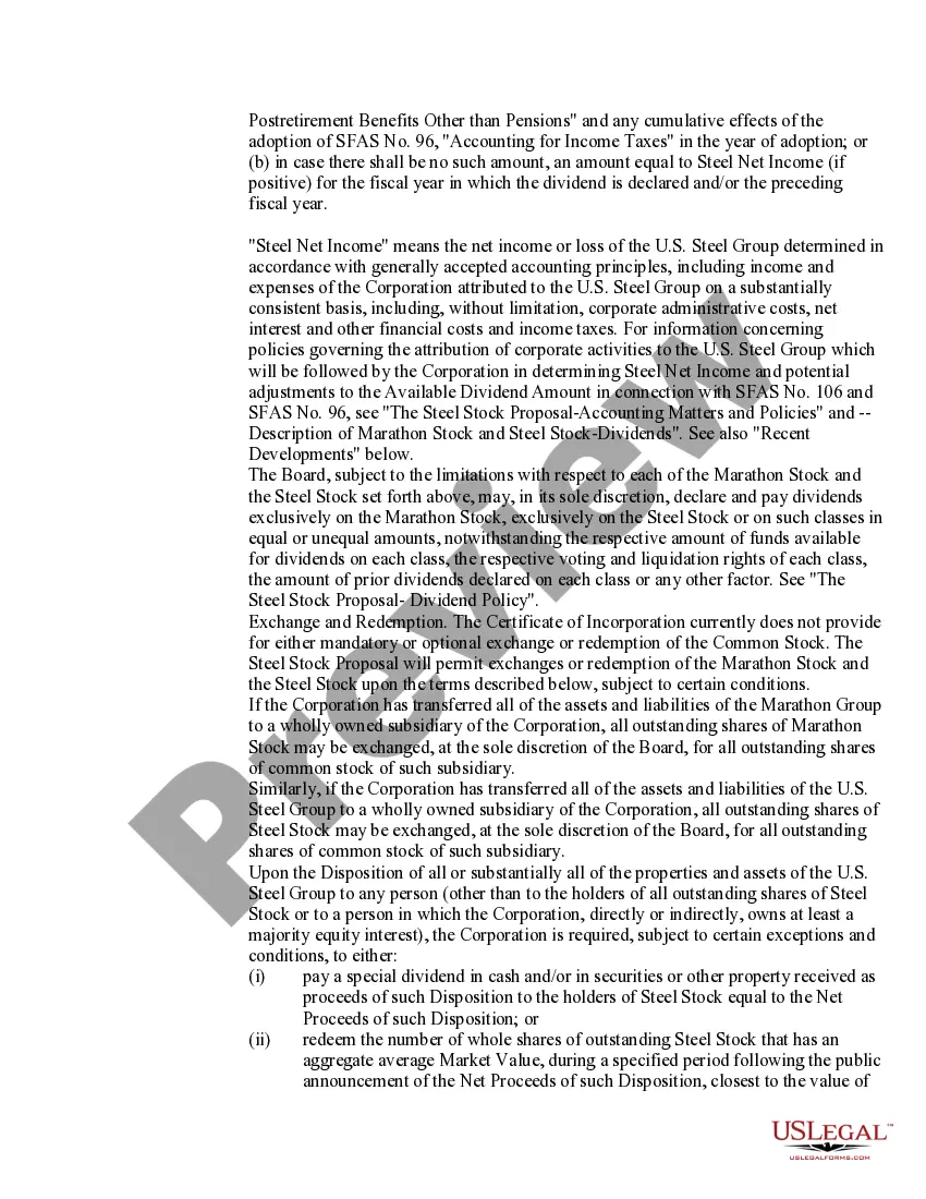 Get Proxy Statement and Prospectus of USX Corporation Preview Proxy Statement and Prospectus of USX Corporation