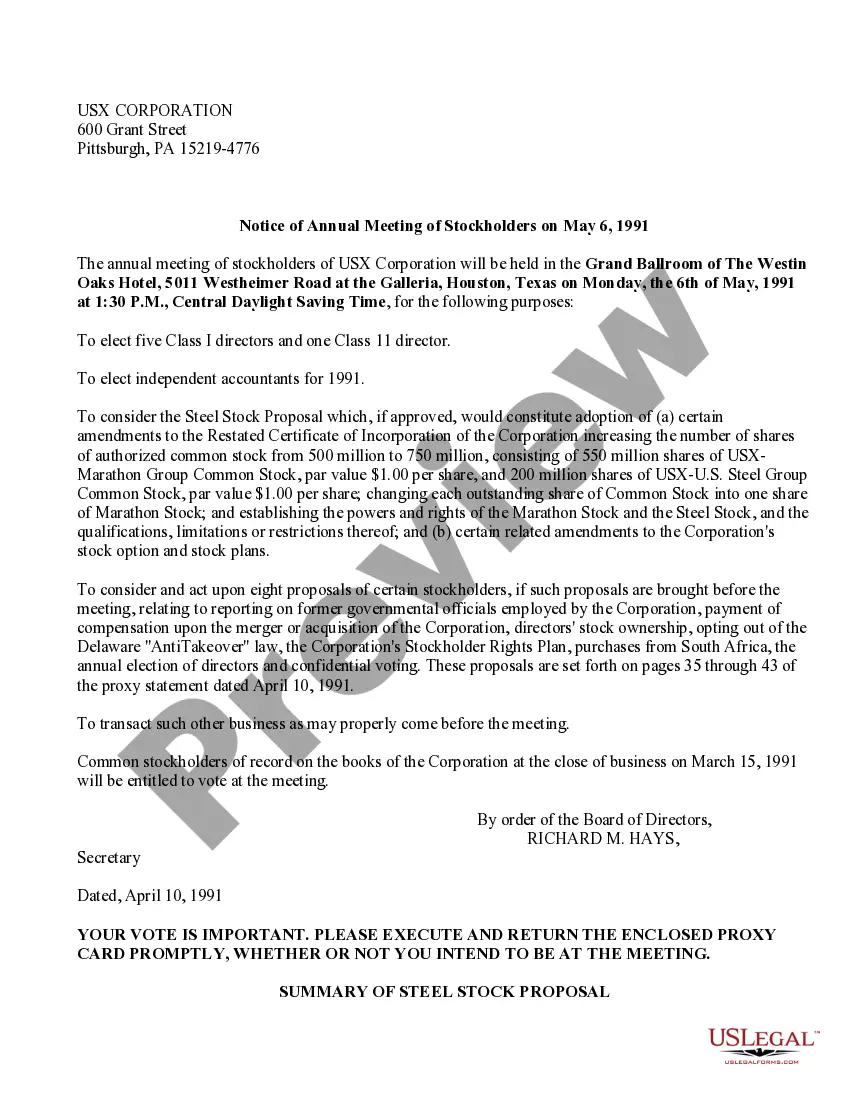 Get Proxy Statement and Prospectus of USX Corporation Preview Proxy Statement and Prospectus of USX Corporation