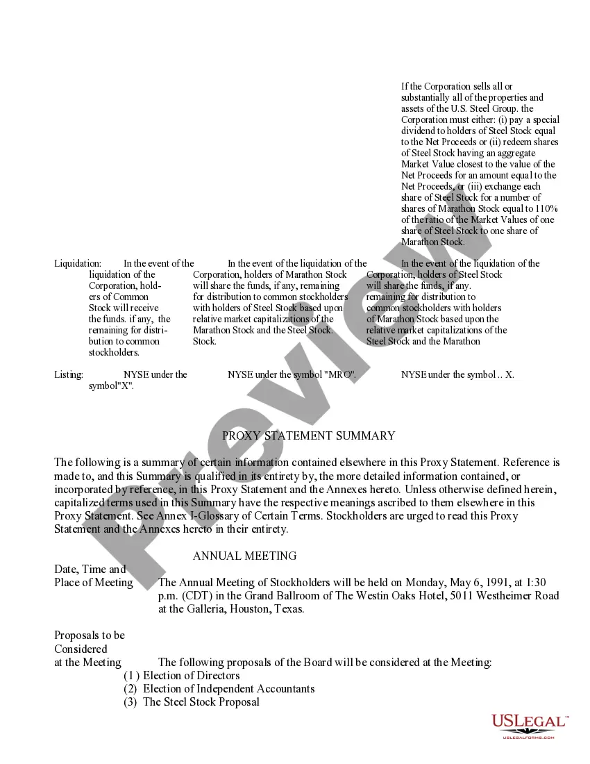 Get Proxy Statement and Prospectus of USX Corporation Preview Proxy Statement and Prospectus of USX Corporation