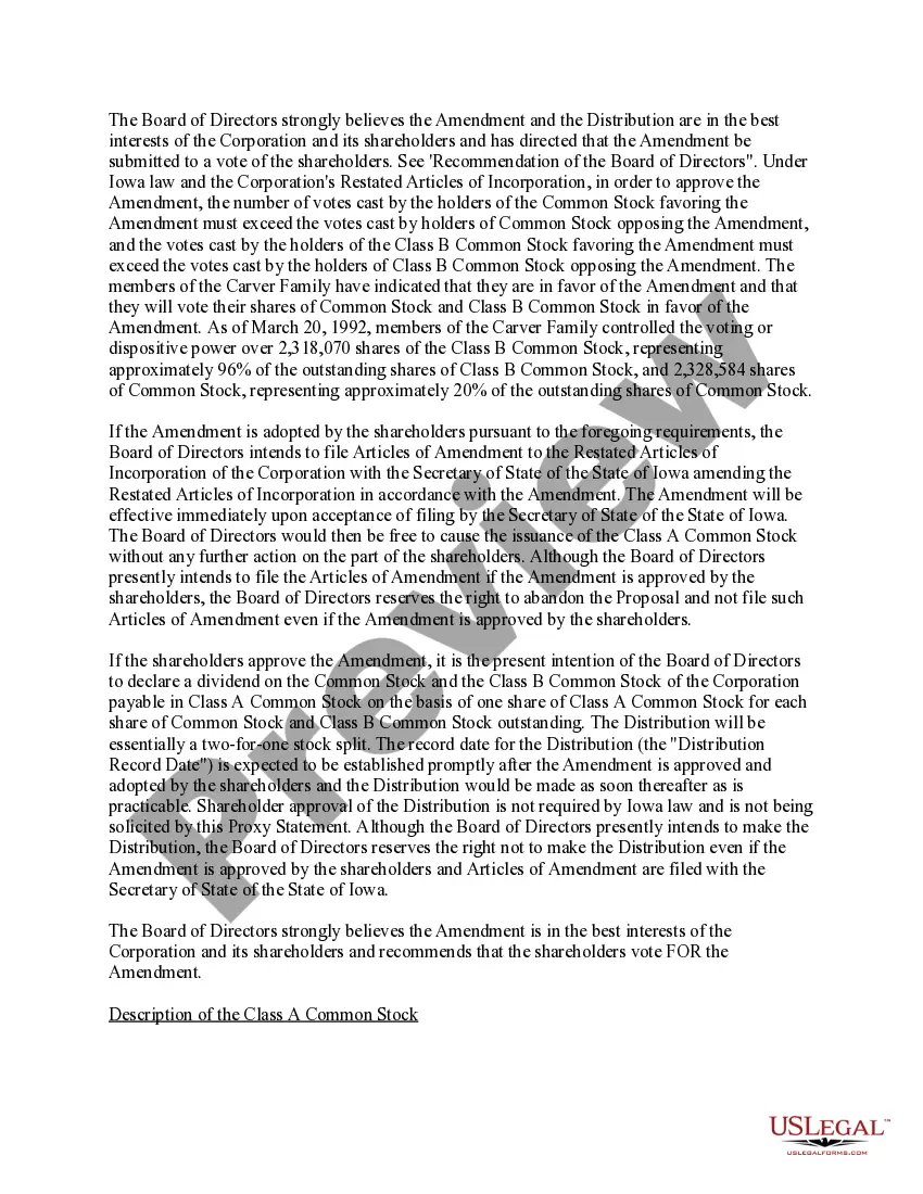 Get Approval of amendment to the corporation's restated articles of incorporation with exhibits Preview Approval of amendment to the corporation's restated articles of incorporation with exhibits