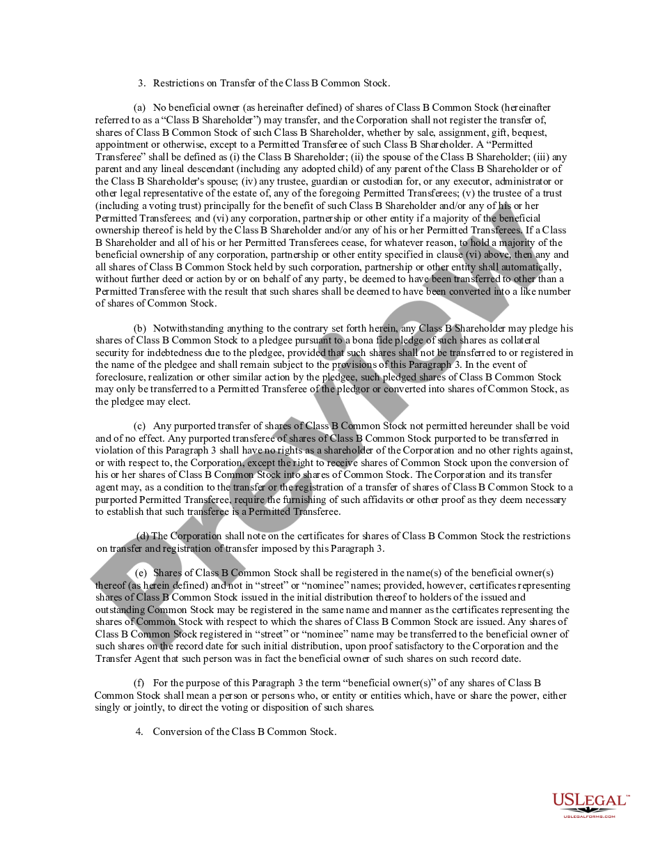 page 1 Proposed Article IV of the restated articles of incorporation of Bandag Inc. preview