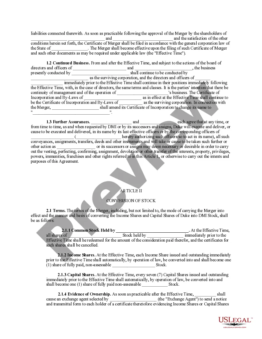 Get Agreement and plan of reorganization Preview Agreement and plan of reorganization
