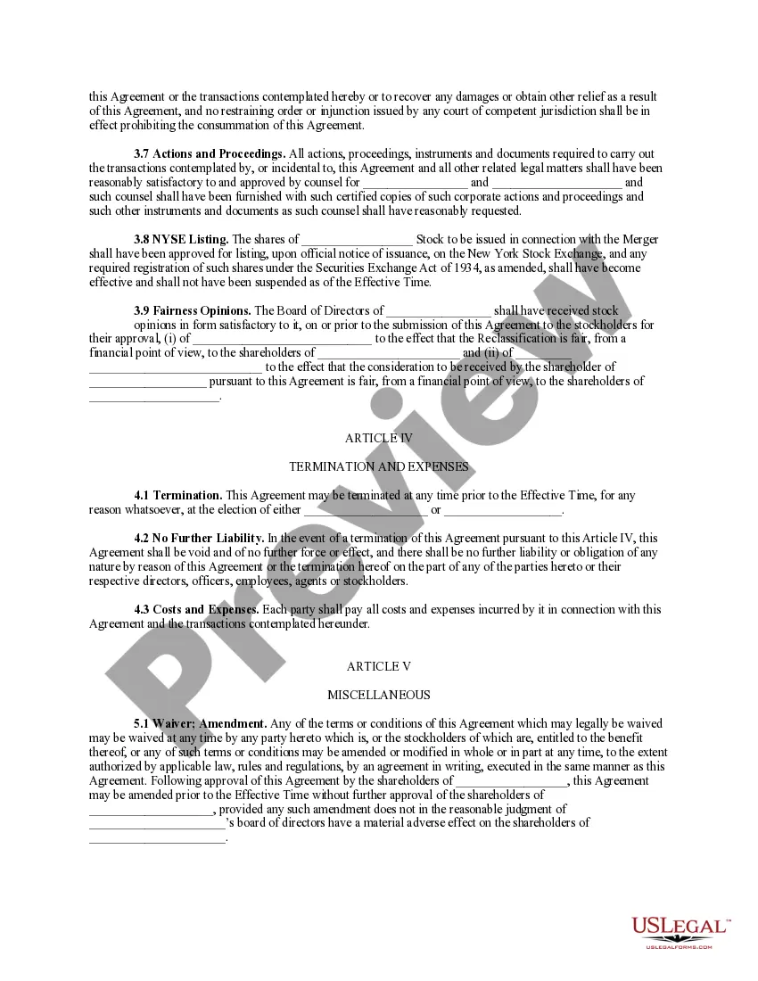 Get Agreement and plan of reorganization Preview Agreement and plan of reorganization