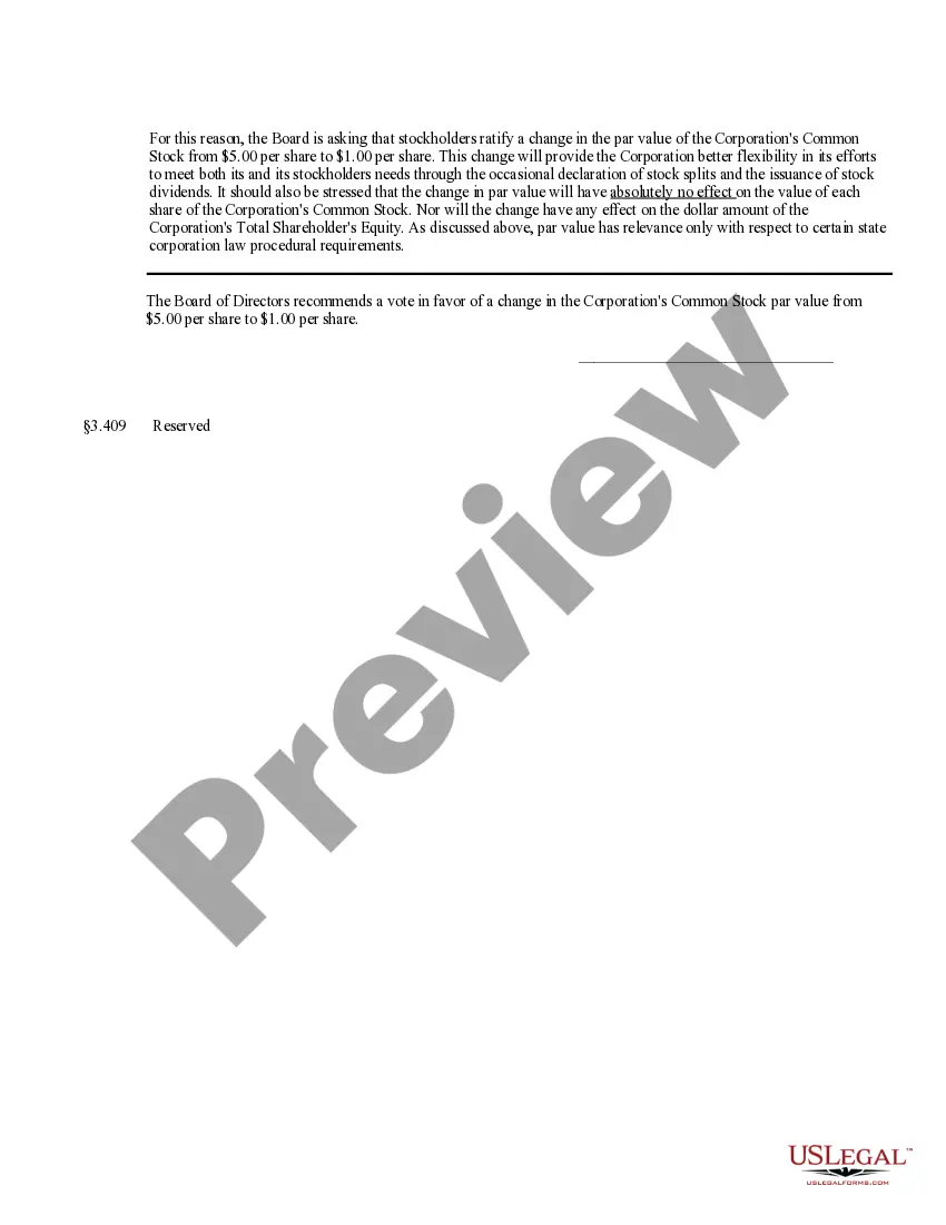 Get Amendment of common stock par value Preview Amendment of common stock par value
