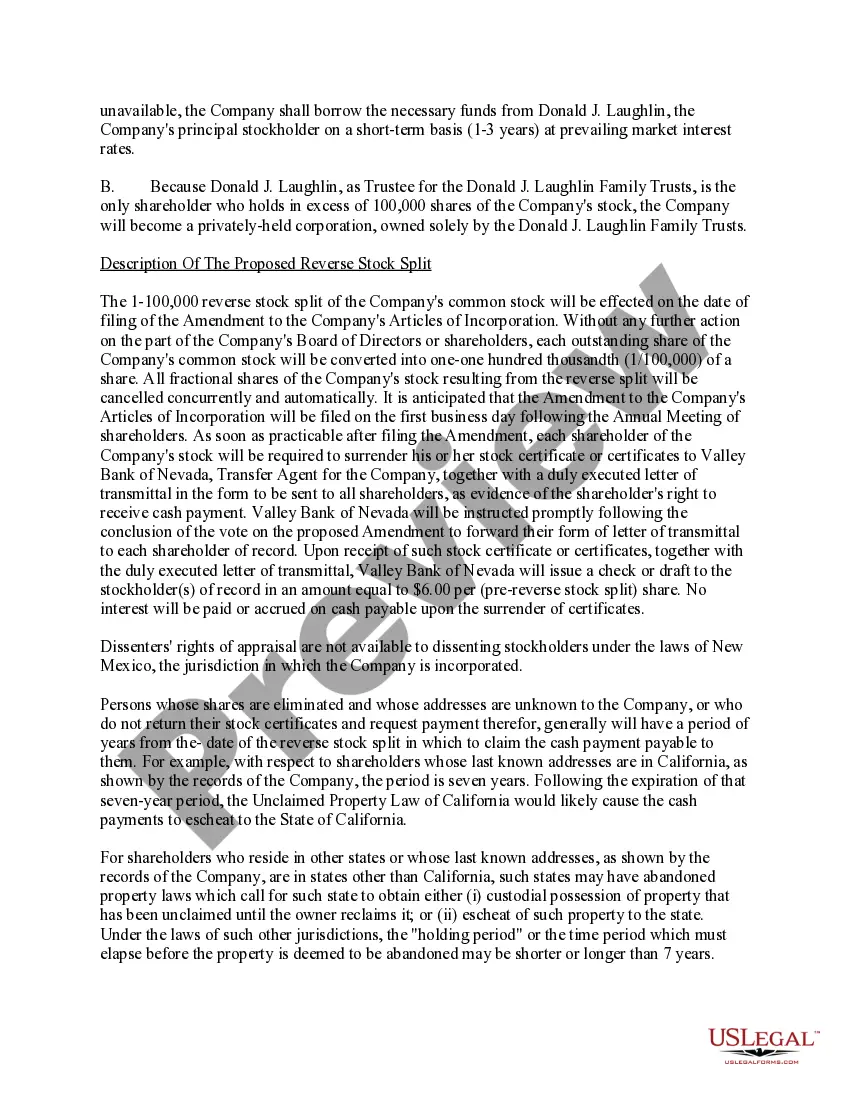 Get Proxy Statement of Laughlin Recreational Enterprises, Inc. Preview Proxy Statement of Laughlin Recreational Enterprises, Inc.