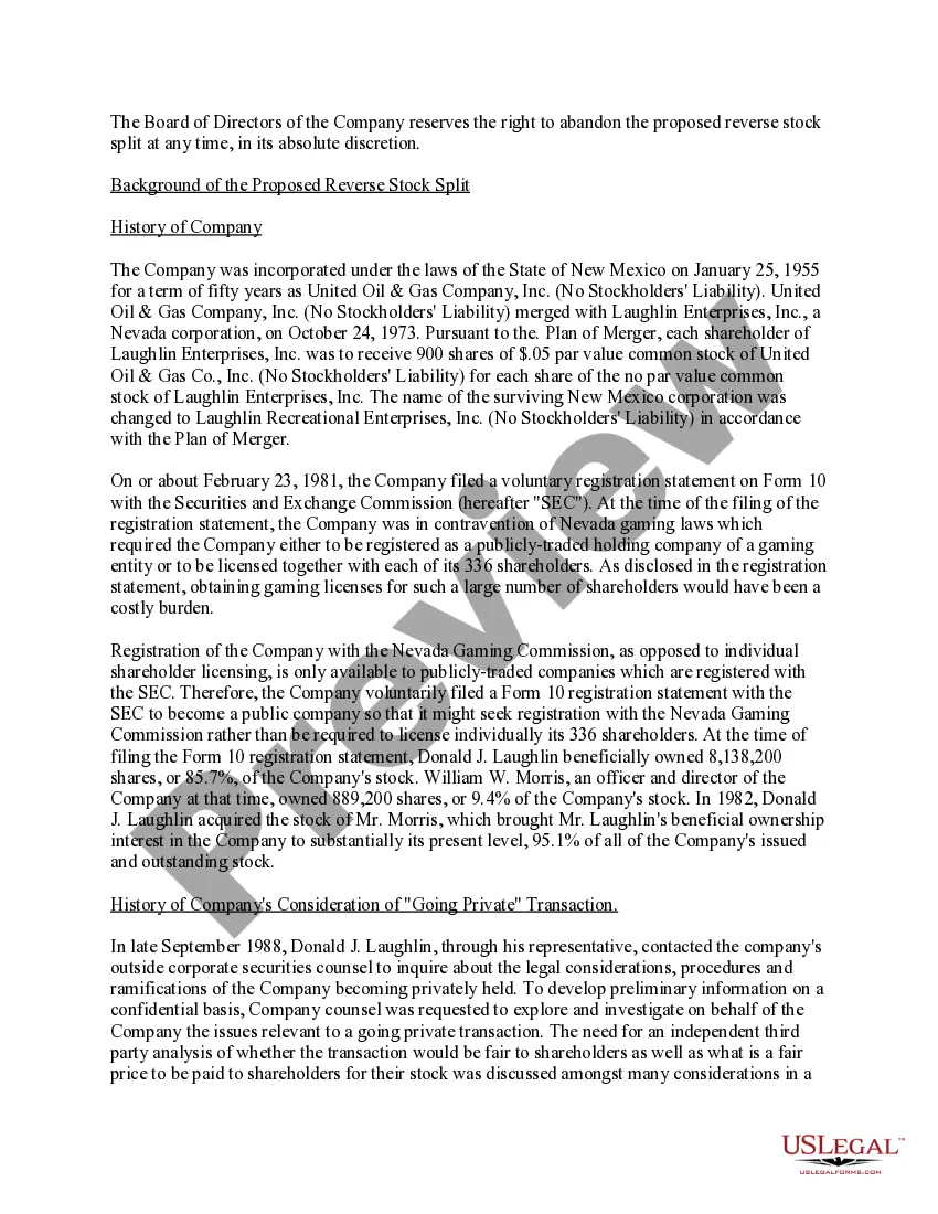 Get Proxy Statement of Laughlin Recreational Enterprises, Inc. Preview Proxy Statement of Laughlin Recreational Enterprises, Inc.