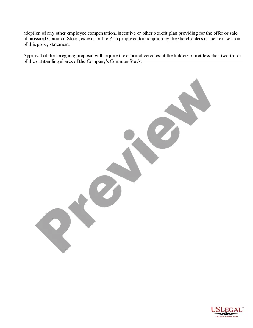 Get Proposed amendment to articles eliminating certain preemptive rights Preview Proposed amendment to articles eliminating certain preemptive rights