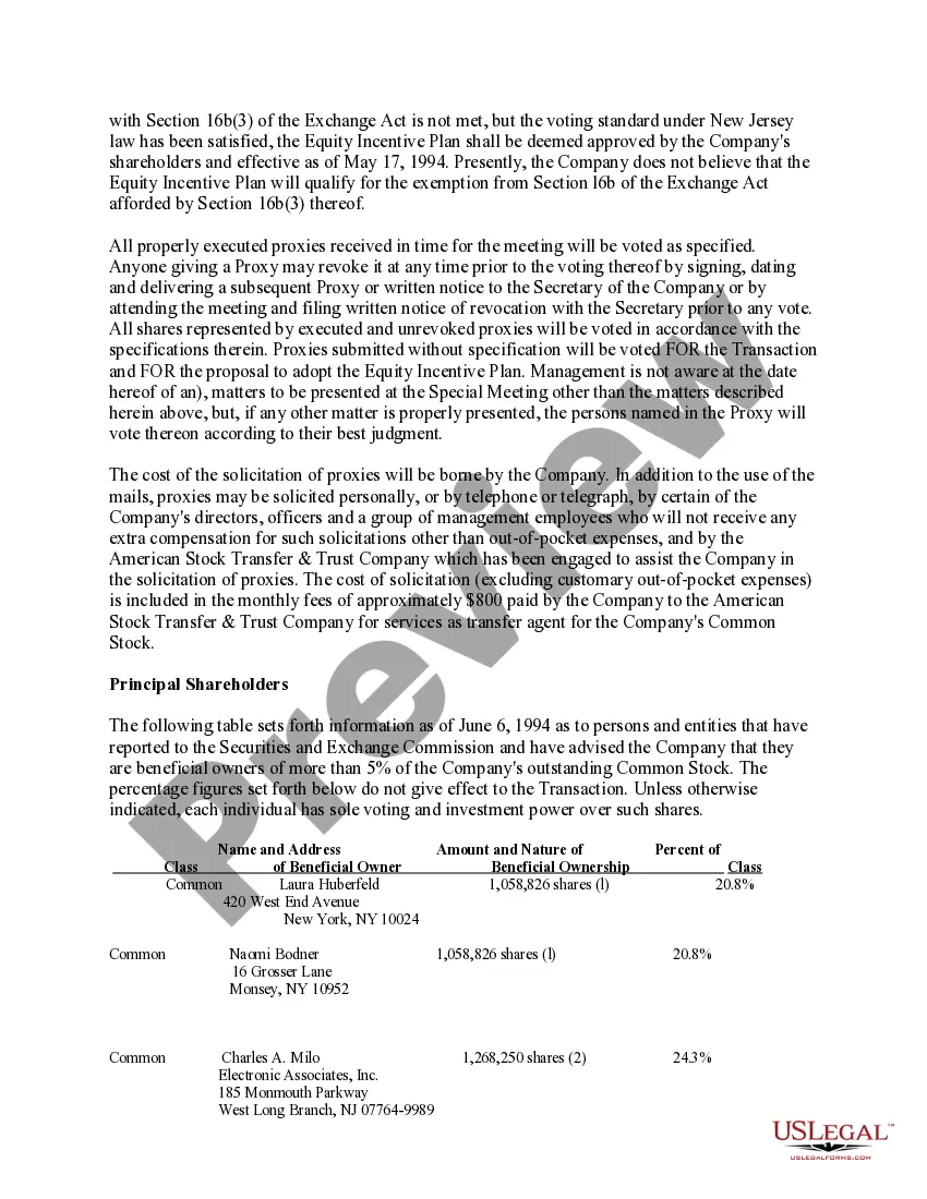 Get Proxy Statement of Electronic Associates, Inc. with appendix Preview Proxy Statement of Electronic Associates, Inc. with appendix