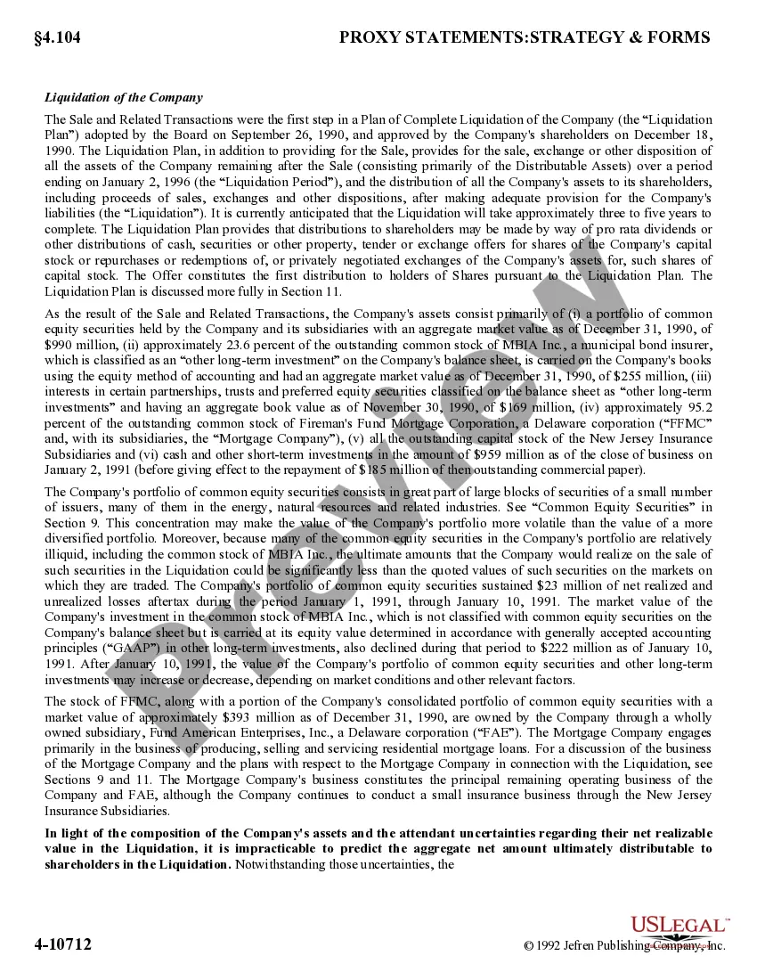 Preview Offer to Purchase for Cash by The Fundamerican Companies, Inc.