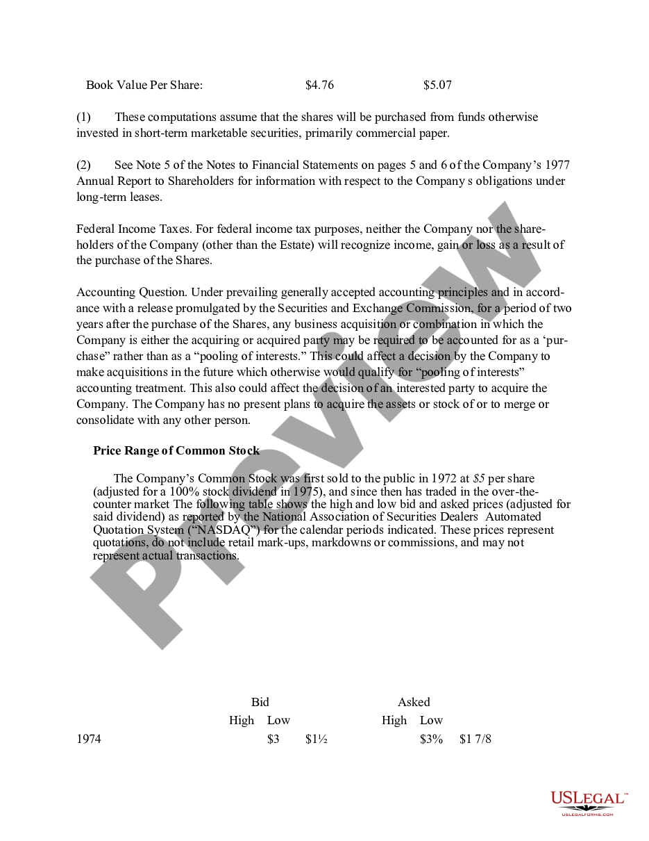 page 6 Sample Proposed purchase of 300,000 shares with copy of Agreement preview