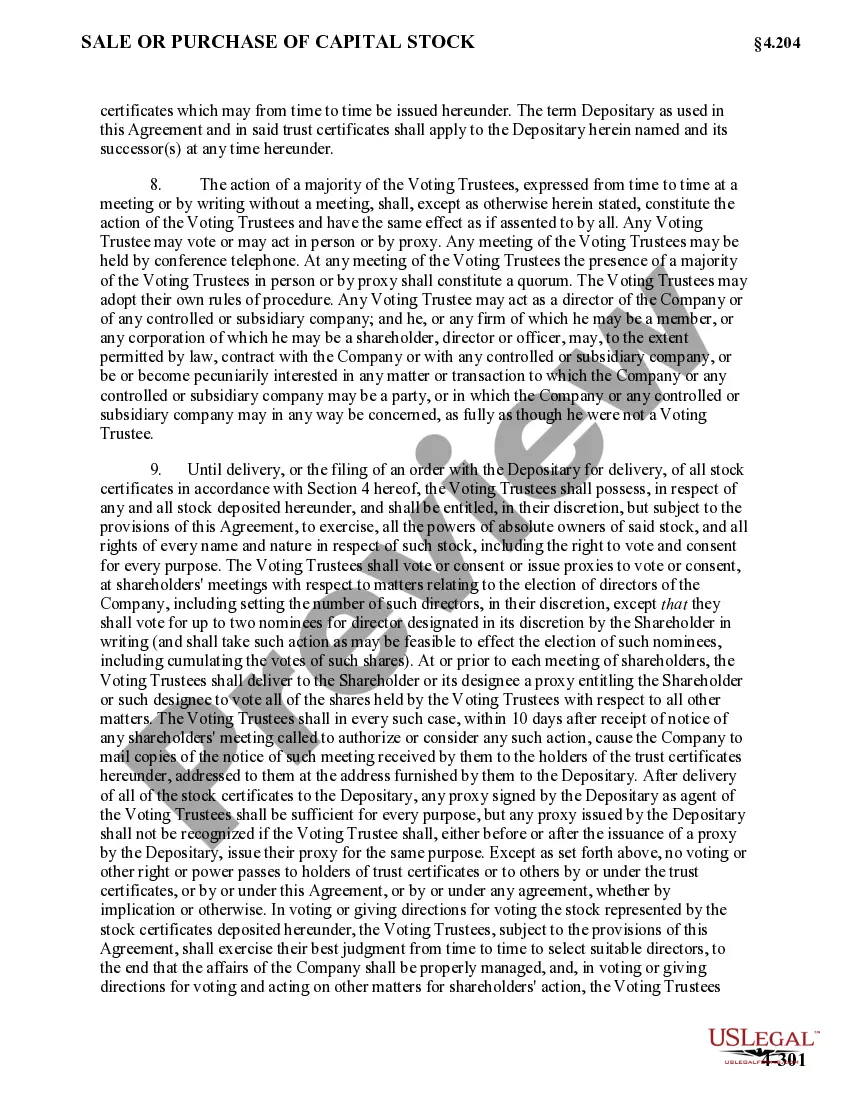 Get Voting Trust Agreement which provides that the shareholder has issued certificates in the care of the depositary in the name of the voting trustees Preview Voting Trust Agreement which provides that the shareholder has issued certificates in the care of the depositary in the name of the voting trustees