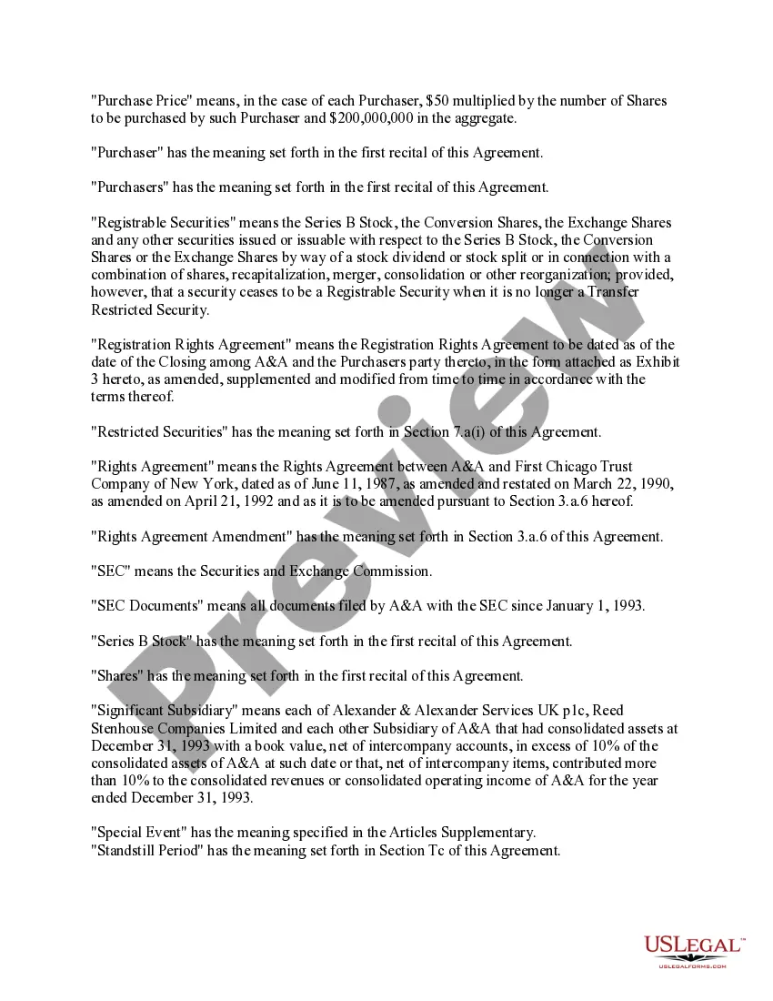 Get Sample Stock Purchase and Sale Agreement model for use in corporate matters between Alexander and Alexander Services, Inc., and American International Group, Inc. Preview Sample Stock Purchase and Sale Agreement model for use in corporate matters between Alexander and Alexander Services, Inc., and American International Group, Inc.