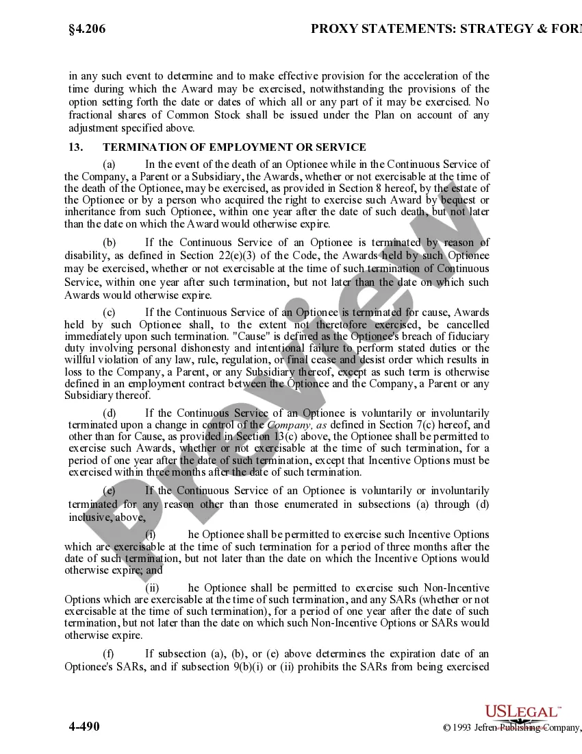 Preview Stock Option Plan of Star States Corporation