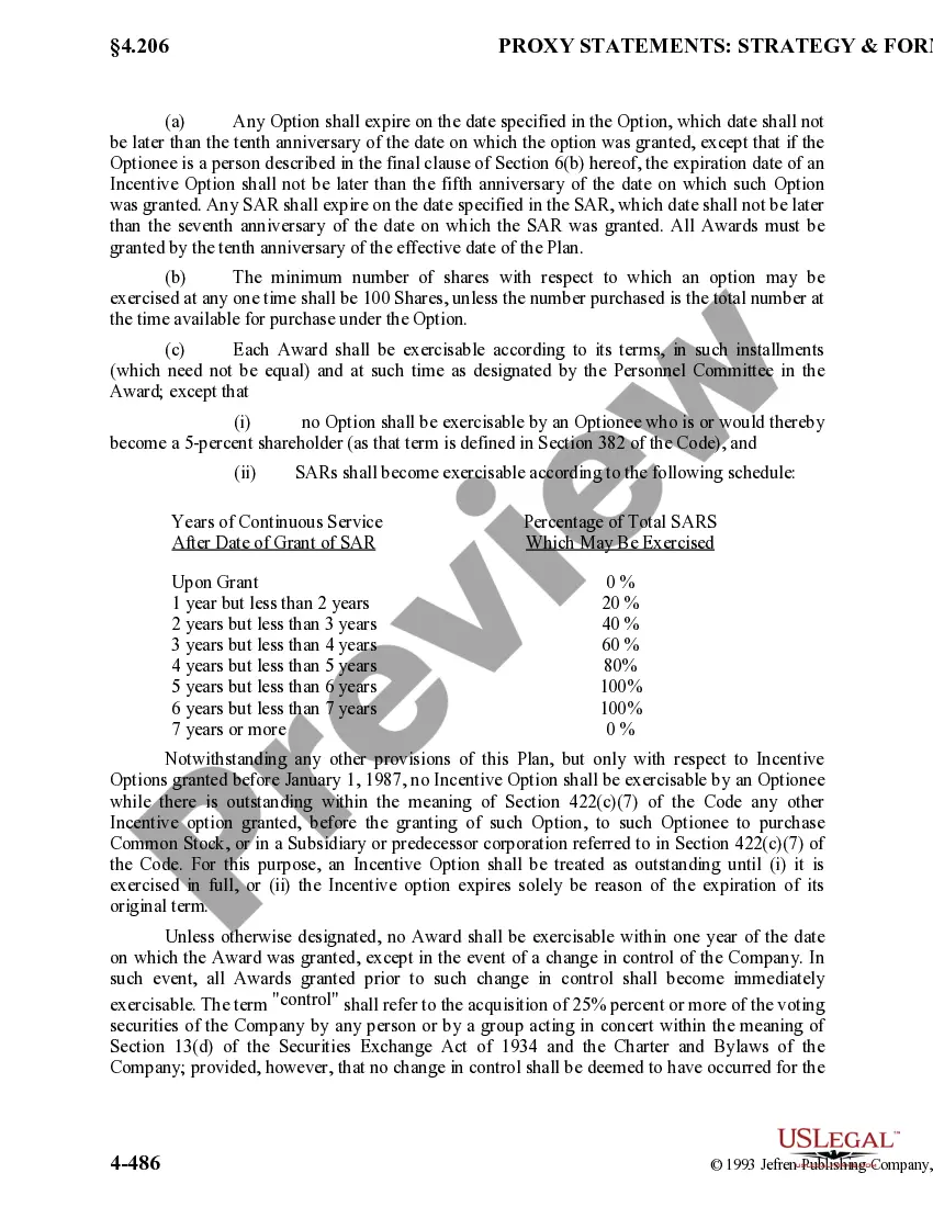 Preview Stock Option Plan of Star States Corporation