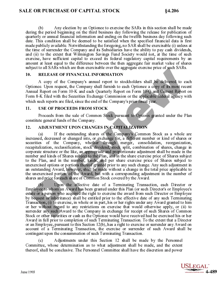 Preview Stock Option Plan of Star States Corporation