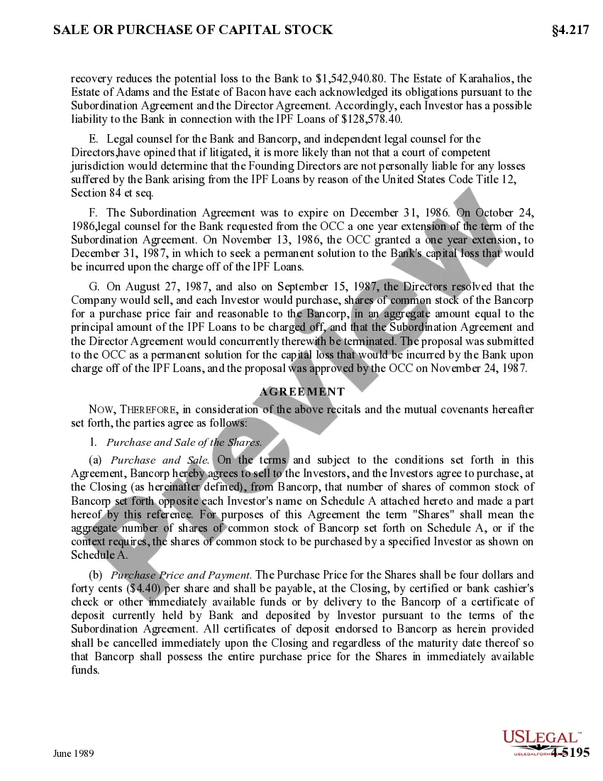 Get Sample Agreement for Purchase and Sale of Stock between QCB Bancorp, Queen City Bank, N.A., and Directors Preview Sample Agreement for Purchase and Sale of Stock between QCB Bancorp, Queen City Bank, N.A., and Directors